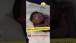 Tired and crying newborn baby after a difficult delivery ❤️😭 [upl. by Etteiram570]