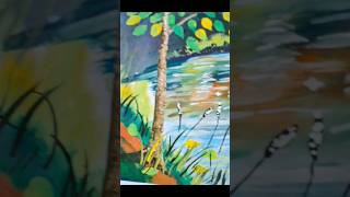 Nature scenery drawing Easy scenery painting artbox art satisfying shorts youtubeshorts [upl. by Christian]