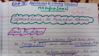 Sigmund Freud  The Psychological Approach  Approaches to literary criticism  MA English Sem 2 [upl. by Arst]