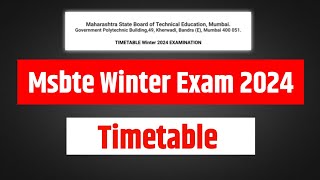 Msbte Winter Exam 2024  Msbte Winter Exam Timetable [upl. by Ahsinom]