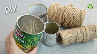 VERY EASY I make MANY and SELL them all Genius Recycling Idea with Jute and empty can [upl. by Asirrak]