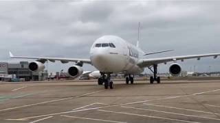 HiFly A340300 Close Up Arrival LGW [upl. by Clint515]