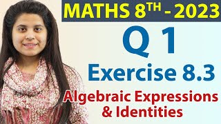 Q 1  Ex 83  Algebraic Expressions amp Identities  Ch 8  Maths Class 8th New Syllabus CBSE 2023 [upl. by Katz968]