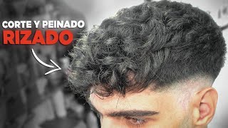 CORTE Y PEINADO para PELO RIZADO u ONDULADO  Mid fade peinado hacia adelante [upl. by Larochelle]