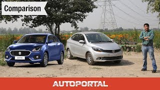 Maruti Suzuki Dzire vs Tata Tigor Comparison Review  Autoportal [upl. by Lyrad]