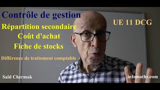 RÉPARTITION SECONDAIRE COÛT DACHAT FICHE DE STOCK DCG UE 11 [upl. by Noli]