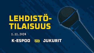 Lehdistötilaisuus KEspoo–Jukurit 1112024 [upl. by Onairda405]