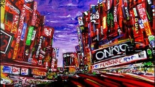 Art Lesson How to Paint an Abstract City Using Acrylic Paint [upl. by Eanrahs843]