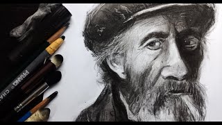 Cómo DIBUJAR un ANCIANO en Carboncillo  Charcoal  TIME LAPSE [upl. by Eveneg]