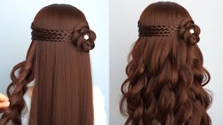 Easy and Unique Hairstyle for Wedding and Prom  Waterfall Braid Half Up Half Down [upl. by Vezza]