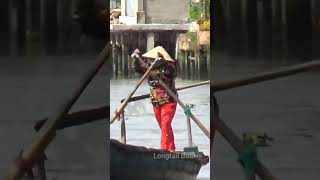 Women row boats to take passengers across the river boat [upl. by Dulce]