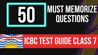 ICBC Knowledge Test Guide Class 7 British Columbia 50 Must Memorize Questions 1 [upl. by Ghassan]