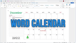 Insert an Editable Calendar to Microsoft Word [upl. by Sadoc]