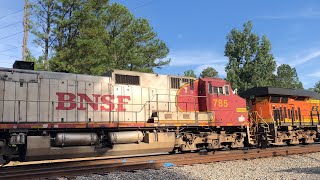 BNSF intermodal through Varnell GA going Southbound With BNSF 785 trailing ￼ [upl. by Annahsat]