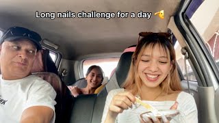 Long nails challenge for a day 🤍 [upl. by Cul]