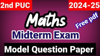 2nd PUC Maths Model Question Paper 2024 midterm exam Karnataka board [upl. by Ocirederf698]