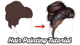 How to draw the HAIR  Digital painting tutorial Photoshop [upl. by Brindle]