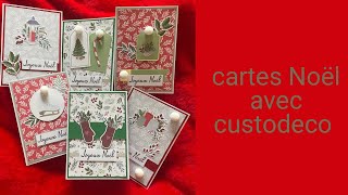 6 cartes de Noël avec papiers de la boutique Custodéco noel scrapbooking [upl. by Ttenneb572]