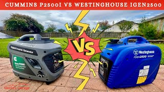 CUMMINS ONAN P2500I VS WESTINGHOUSE IGEN2500 Generator Review [upl. by Eddi]