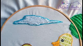 Bordado Fantasía Nube 1  Hand Embroidery Cloud ☁️ with Fantasy Stitch embroidery hechoamano [upl. by Narat530]