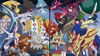 Pokemon Legendary Battle Sinnoh Legendaries Vs Galar Legendaries Sword and Shield [upl. by Droffats]