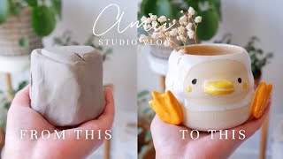 ASMR Ceramic Duck Planter Making of Process  Full Process of Ceramic  Studio Vlog  ASMR Vlog [upl. by Uthrop]