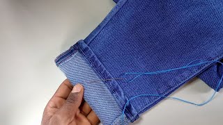 ✅ Shortening your jeans without cuttingshorten a jeans by using hand needle14 [upl. by Mayyahk921]