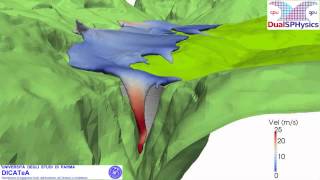 3D SPH numerical simulation of the wave generated by the Vajont rockslide explanation [upl. by Dermot]