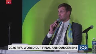 Disappointed faces  Dirk Nowitzki reacts to ATampT Stadium not getting 2026 FIFA World Cup Final ma [upl. by Wing645]