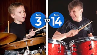 Progression of a Child Drummer ages 314 Avery Drummer [upl. by Bick989]