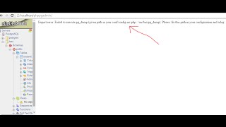 Phppgadmin problem  Export error Failed to execute pg dump windows [upl. by Delphina90]