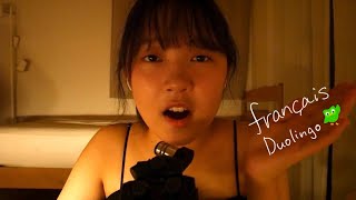 ASMR French amp English doing Duolingo while whispering [upl. by Atrim]