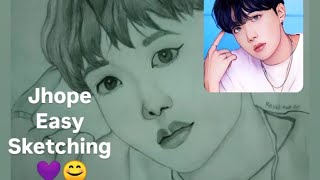 Jhope Easy Sketching✨💜 art skeching drawing [upl. by Pazia485]