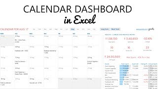 Calendar Dashboard in Excel [upl. by Tadd332]