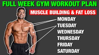 Full Week Gym Workout Plan  Muscle Building amp Fat Loss [upl. by Kery207]