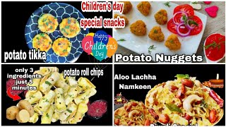 4 snacks recipes for Childrens dayPotato snacks recipesTeatime snacks recipeParty snacks recipe [upl. by Leftwich190]