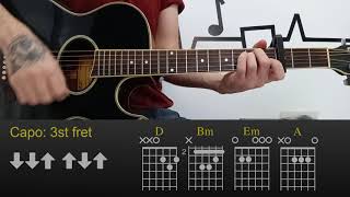 The Saxophones  If Youre On The Water  Easy Guitar Lesson Tutorial with ChordsTabs and Rhythm [upl. by Norrek]