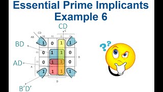 35 Prime Implicant and Essential Prime Implicants  Example 6 [upl. by Mou]