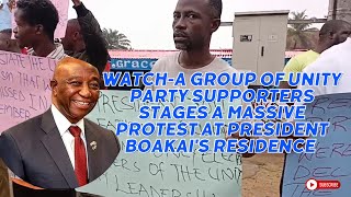 WATCHA group of Unity Party supporters stages a massive protest at President Boakais residence [upl. by Brookhouse]