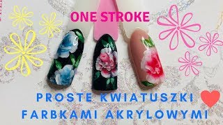 Proste kwiatuszki one stroke na paznokciach  krok po kroku [upl. by Kristie477]