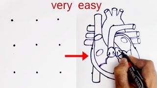 3X3 dots turns into Human Heart Diagram drawing class 10 science biology [upl. by Analad]