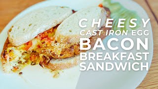 Cheesy Cast Iron Egg amp Bacon Breakfast Sandwich [upl. by Flory94]