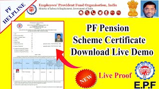 How to Download PF Pension Scheme Certificate in online live demo PF HELPLINE [upl. by Ysirhc]