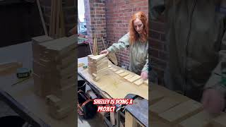 Shelley is doing her first full woodworking project ❤️ beginnerwoodworker woodworkingprojects diy [upl. by Stark]