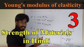 Hookes law and Youngs modulus of elasticity  Strength of Materials in Hindi lecture 3 [upl. by Dnalor]