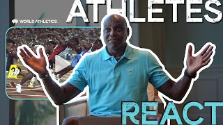 Carl Lewis reacts to 100m world record at Tokyo World Athletics Championships 1991  Athletes React [upl. by Anabal]