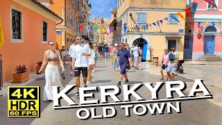 Kerkyra Old Town Corfu  Shops Restaurants in 4K 60fps HDR UHD 💖 The best places 👀 Walking tour [upl. by Decrem]