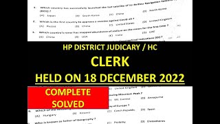 HP CLERK DISTRICT HC JUDICIARY SOLVED PAPER  HP HIGH COURT CLERK ANSWER KEY [upl. by Ahen]