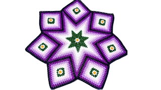 Tapete N° 17 tejido a crochet o ganchillo SUPER FACIL con 7 cuadrados o granny square con flores [upl. by Wye]