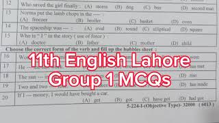 Mcqs 11th class English Lahore board group 1 paper 2024 1st year english paper 2024 [upl. by Arodnahs]